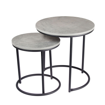 Стол журнальный МАТРЕШКА комплект столешниц 2 шт.ЛДСП Каспий темный+Подстолье труба КРУГЛАЯ ЧЕРНАЯ*1