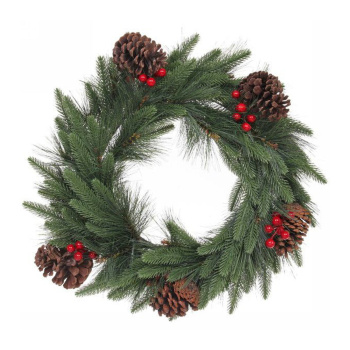 Венок хвойный новогодний Сказочный этюд 50 см, леска+резина, шишки, ягоды