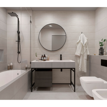 Плитка 60х25 см настенная 1.2 м² Global Tile Eco Loft, светло-серый, рельеф