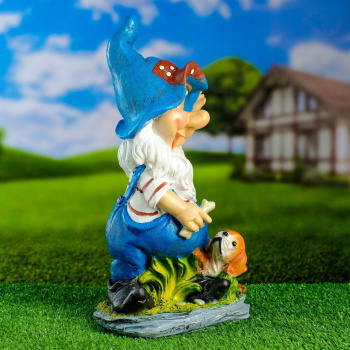 Садовая фигура "Гном со щенком" 22х38см 7025694