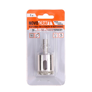Коронка по стеклу/керамика  26мм алмазная (KAC026056301) Novocraft *1/60