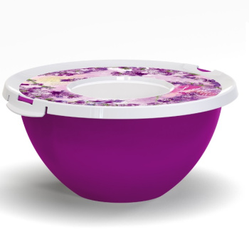 Миска пластм. с крышкой "Лаванда" 4,0л 290х278х133мм арт.35708 ("Полимербыт)*1/12