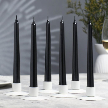 Набор античных свечей, 1,9х20 см, 6 штук, чёрный металлик 7374390
