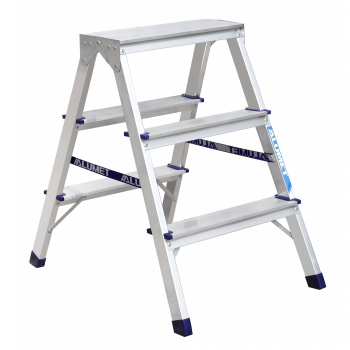 Стремянка алюминиевая 2-х сторонняя 3 ступени, выс.верхн. площ.0,6м А7203 "Алюмет" *1