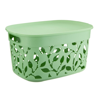Коробка д/хранения пластм. "Флора" 375x265x205мм (12л) с Крыш. Мята М2363 ("М-Пластика") *1/6