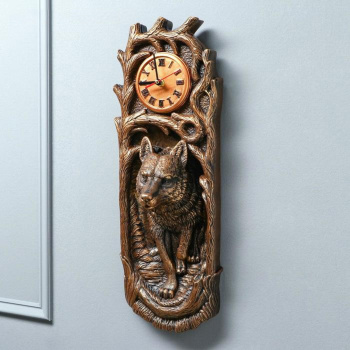 Часы "Волк №1", коричнево-золотистые, 50*17*13 см 5148560