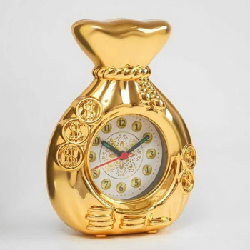 Будильник "Мешок денег", дискретный ход, 15.5 х 11.5 см, d=6 см 6385363