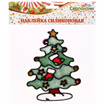 яяяНаклейка на стекло 19*19 см,"Нарядная елочка"