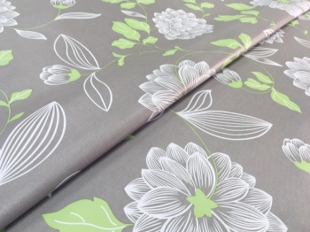 Клеёнка на тканевой основе "Print" "Георгины на сером"шир.1,37м GW-21517 "Great Way" *20