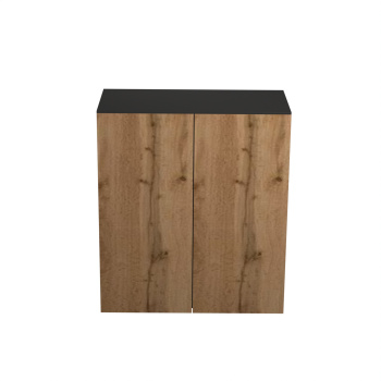 Шкаф навесной 600х676х290 мм BROZEX-WOOD Next, с двумя дверцами, графит / дуб вотан