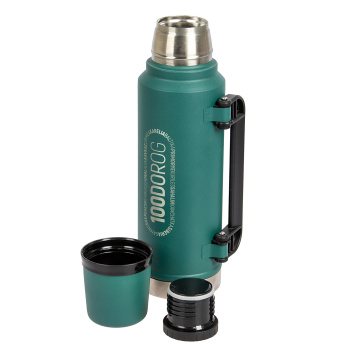 Термос нерж."Barouge" 1,2л Узк..горло, складыв. ручка Ночная бирюза BT-430F *1/20