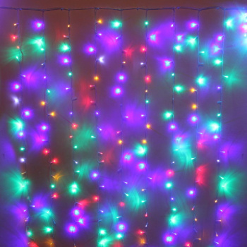 Гирлянда «Занавес» Серпантин, 2х3 м, фиксинг/мерцание, мульти, 480 LED, IP54, 220 В