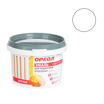 Эмаль для радиаторов акриловая белая матовая 0,8 кг Ореол *1/8/384
