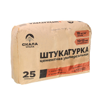 Штукатурка цементная 25 кг Скала Урала, универсальная Штукатурка цементная 25 кг Скала Урала, универсальная
