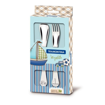 Набор столовых приборов нерж. детский 2пр.TRAMONTINA "Le petit" Синий 66973/010 *1/12