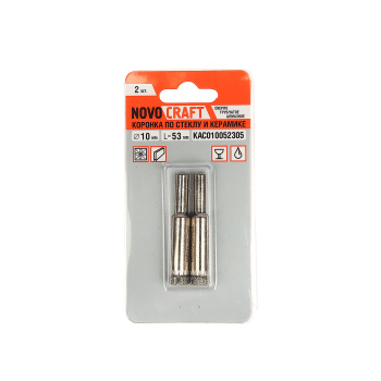 Коронка по стеклу/керамика 10мм алмазная (2шт) (KAC010052302) Novocraft *1