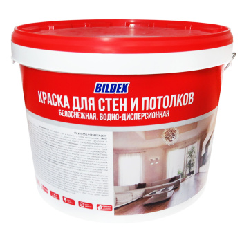 Краска акриловая для стен и потолков BILDEX, 14 кг, белоснежная