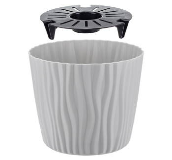 Кашпо пластм. "Волна" 2.0л d верха 160мм h135мм с съем дрен.решеткой Кремовый М3188 ("М-П.")*1/12