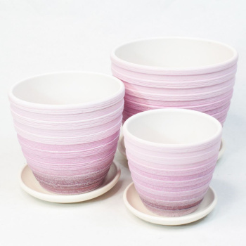 Кашпо керам. Крокус Букле 1,4л d верха 149мм h130мм с поддоном Розовый №2 КС-К2-196-09 *9