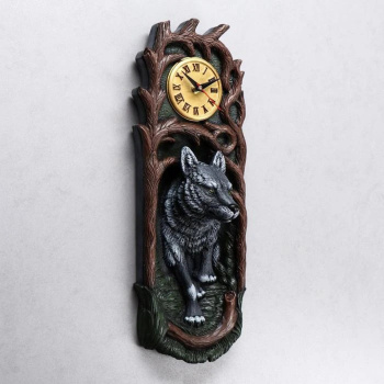 Часы "Волк №1", водная краска, серые, 50*17*13 см 5504511