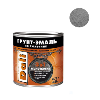 Грунт-эмаль 0.75 л по ржавчине DALI, серая, с молотковым эффектом Грунт-эмаль 0.75 л по ржавчине DALI, серая, с молотковым эффектом
