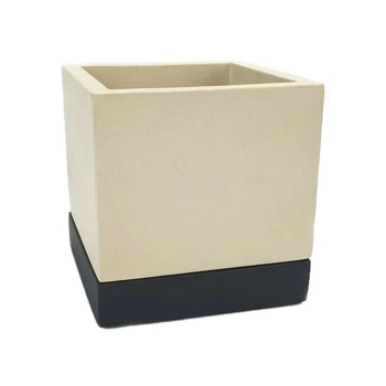 Кашпо гипсовое "Лофт" 1,0л 125х150мм h122мм с поддоном Слоновая кость/Антрацит ("VipSet") *4