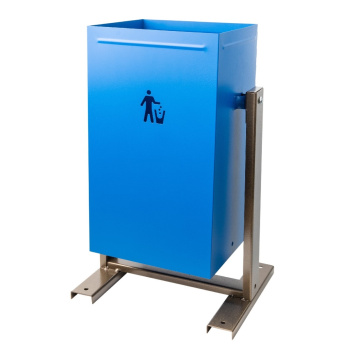 Урна для мусора металл. уличная опрокидыв. 36л квадр., ножки-профиль Синяя *1